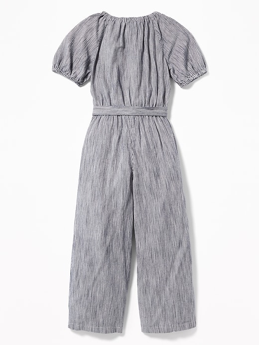 View large product image 2 of 3. Striped Tie-Belt Wide-Leg Jumpsuit for Girls