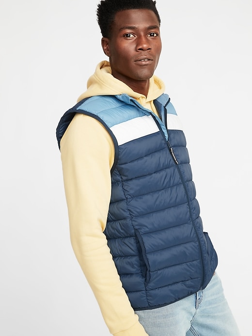 Image number 1 showing, Water-Resistant Packable Color-Blocked Quilted Vest