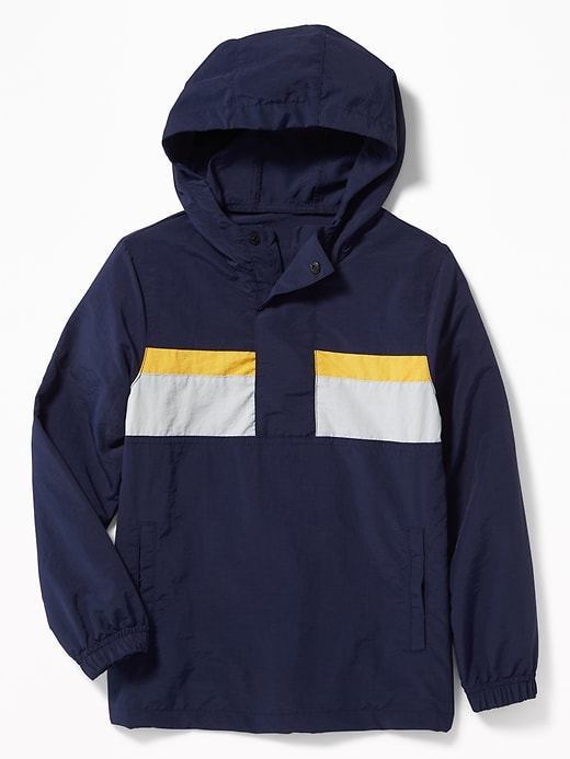 Color-Blocked Nylon Pullover Anorak Hoodie For Boys | Old Navy