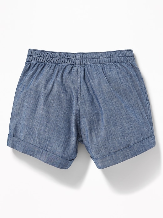 View large product image 2 of 3. Chambray Cuffed Pull-On Shorts for Girls