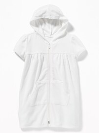 View large product image 3 of 3. Loop-Terry Hooded Zip Front Swim Cover-Up for Toddler Girls