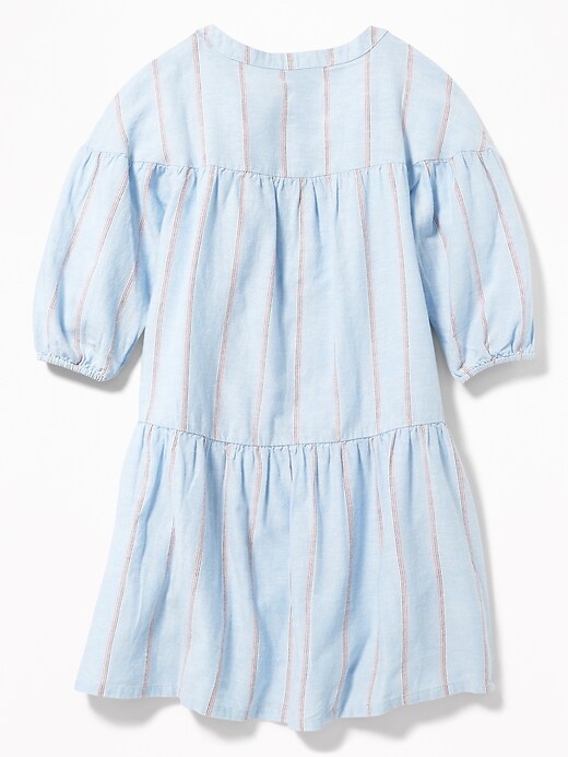 View large product image 2 of 3. Striped 3/4-Sleeve Swing Dress for Girls