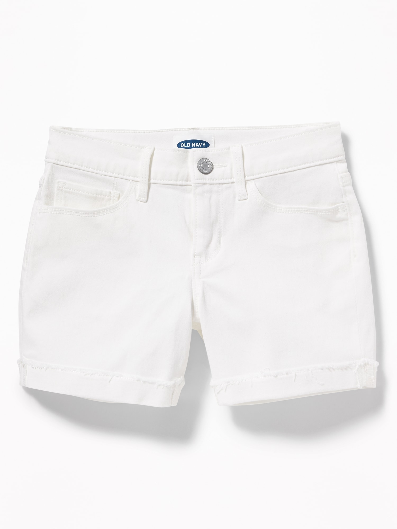 Raw-Edged Cuff White Jean Shorts For Girls | Old Navy