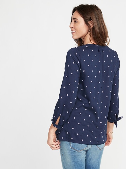 Image number 2 showing, Maternity Polka-Dot Tie-Cuff Top