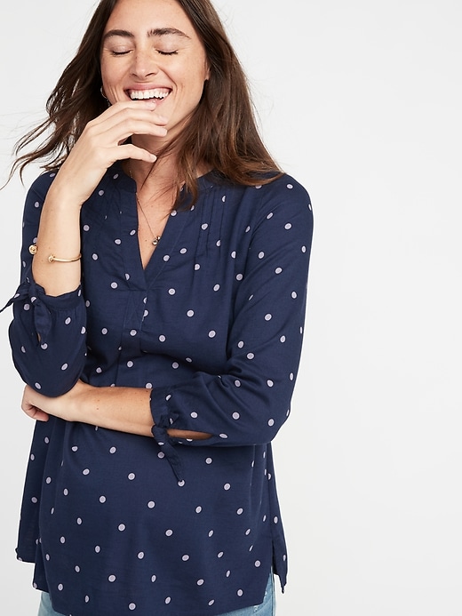 Image number 4 showing, Maternity Polka-Dot Tie-Cuff Top