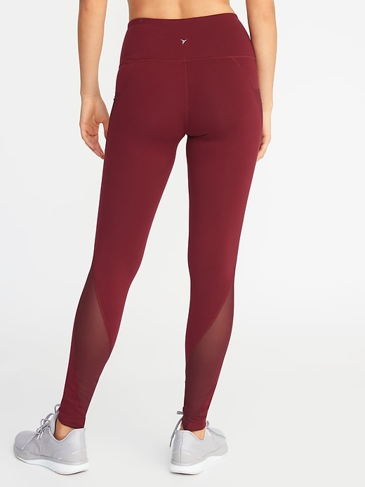 View large product image 2 of 2. High-Waisted Elevate Side-Pocket Mesh-Trim Compression Leggings For Women