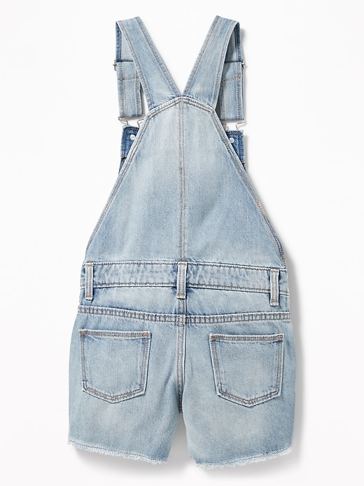 View large product image 2 of 4. Lace-Hem Denim Shortalls for Girls