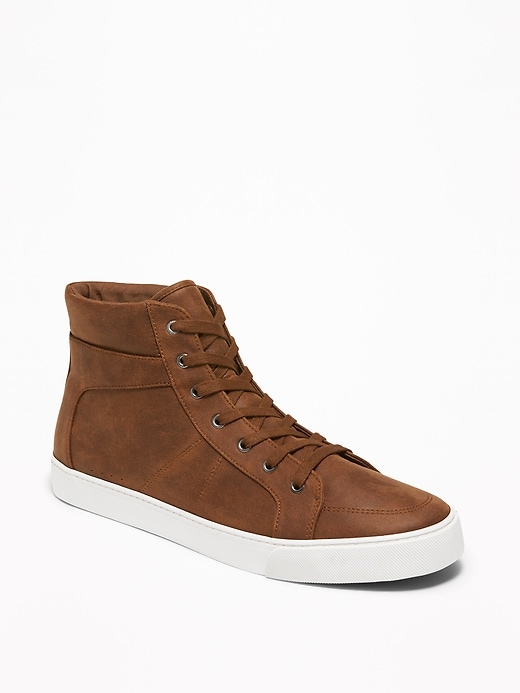 View large product image 1 of 1. Textured Faux-Leather High-Tops