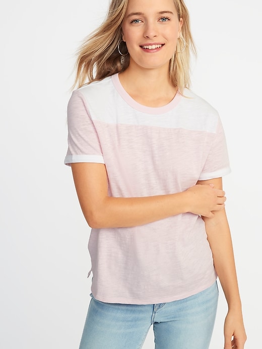 Image number 1 showing, Boyfriend Color-Block Tee for Women
