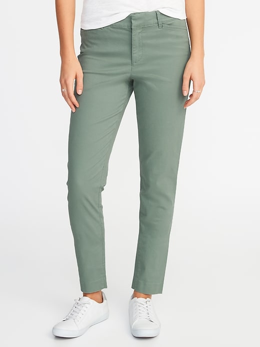 View large product image 1 of 2. Mid-Rise Pixie Chino Ankle Pants for Women