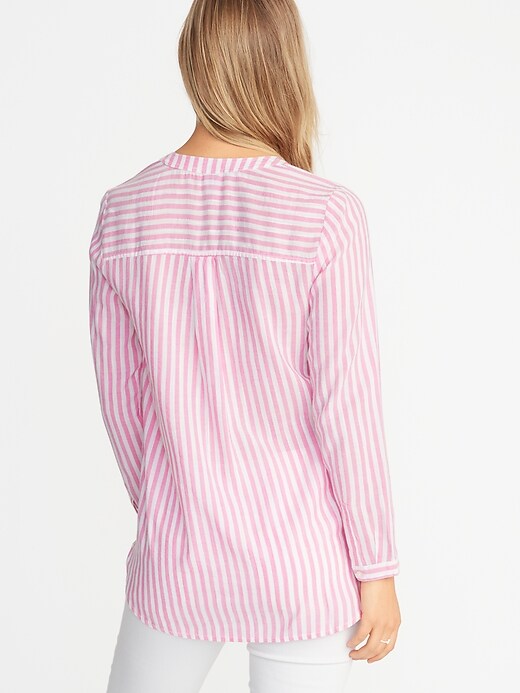 Image number 2 showing, Striped Slub-Weave Popover Tunic for Women