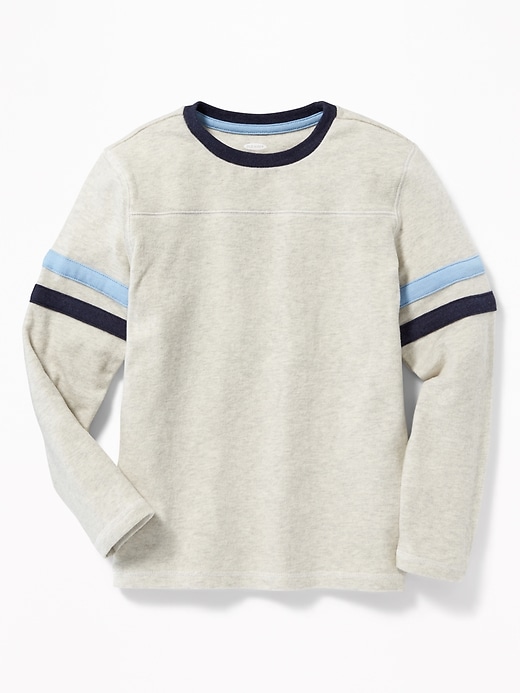 View large product image 1 of 3. Plush-Knit Sleeve-Stripe Football Tee For Boys