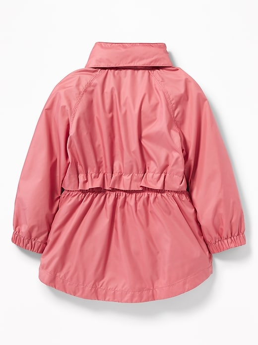 View large product image 2 of 4. Water-Resistant Stowaway-Hood Rain Jacket for Toddler Girls