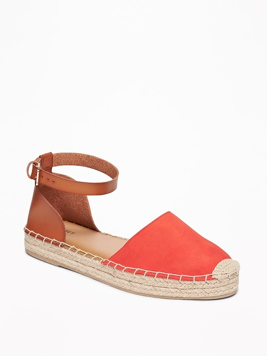 Image number 1 showing, Faux-Suede/Faux-Leather Ankle-Strap Espadrilles for Women