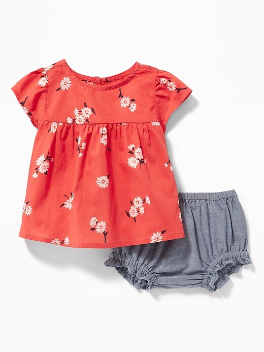 View large product image 1 of 1. Printed Top & Solid Bloomers Set for Baby