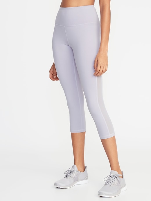 View large product image 1 of 3. High-Rise Elevate Side-Mesh Compression Crops for Women