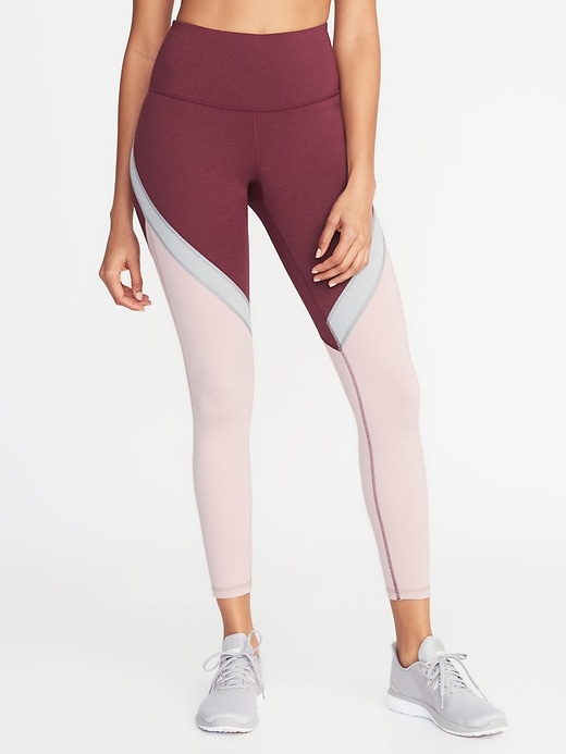 View large product image 1 of 3. High-Rise Elevate Color-Blocked 7/8-Length Compression Leggings for Women