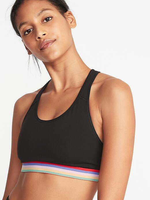 Image number 4 showing, Medium-Support Rainbow-Stripe Sports Bra for Women