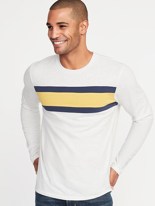 View large product image 1 of 1. Color-Blocked Chest-Stripe Tee