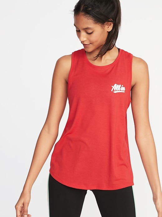 View large product image 1 of 1. Graphic Performance Muscle Tank for Women