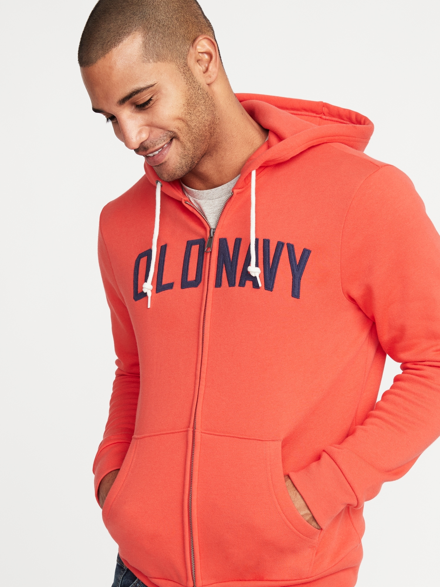 LogoApplique Zip Hoodie for Men Old Navy