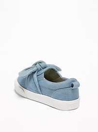 View large product image 3 of 4. Chambray Bow-Tie Slip-Ons For Toddler Girls