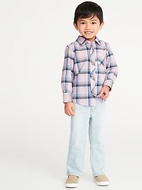 View large product image 3 of 4. Built-In Flex Plaid Roll-Sleeve Shirt for Toddler Boys