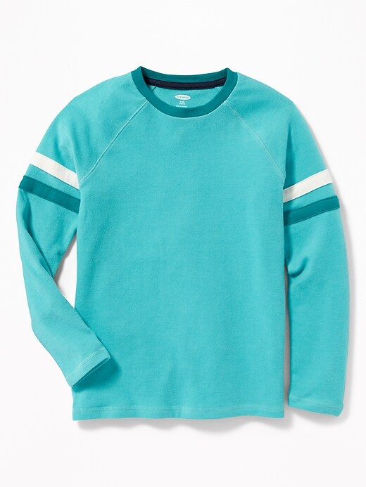 View large product image 1 of 1. Plush-Knit Raglan Sleeve-Stripe Tee For Boys