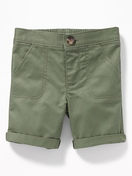 View large product image 1 of 1. Rolled-Cuff Twill Utility Shorts for Baby