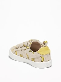 View large product image 3 of 4. Banana-Print Triple-Strap Linen Sneakers For Toddler Boys