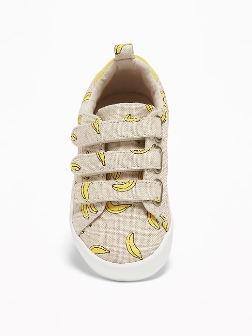 View large product image 2 of 4. Banana-Print Triple-Strap Linen Sneakers For Toddler Boys