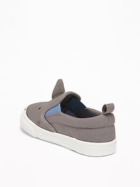 View large product image 3 of 4. Shark Critter Canvas Slip-Ons For Toddler