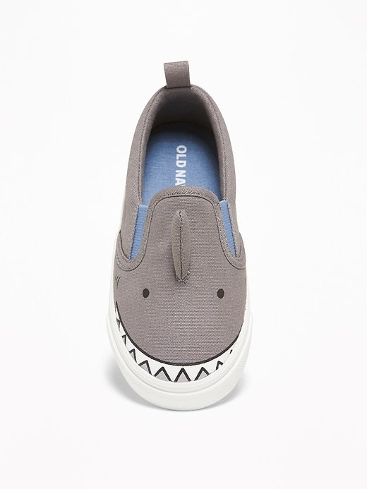 View large product image 2 of 4. Shark Critter Canvas Slip-Ons For Toddler