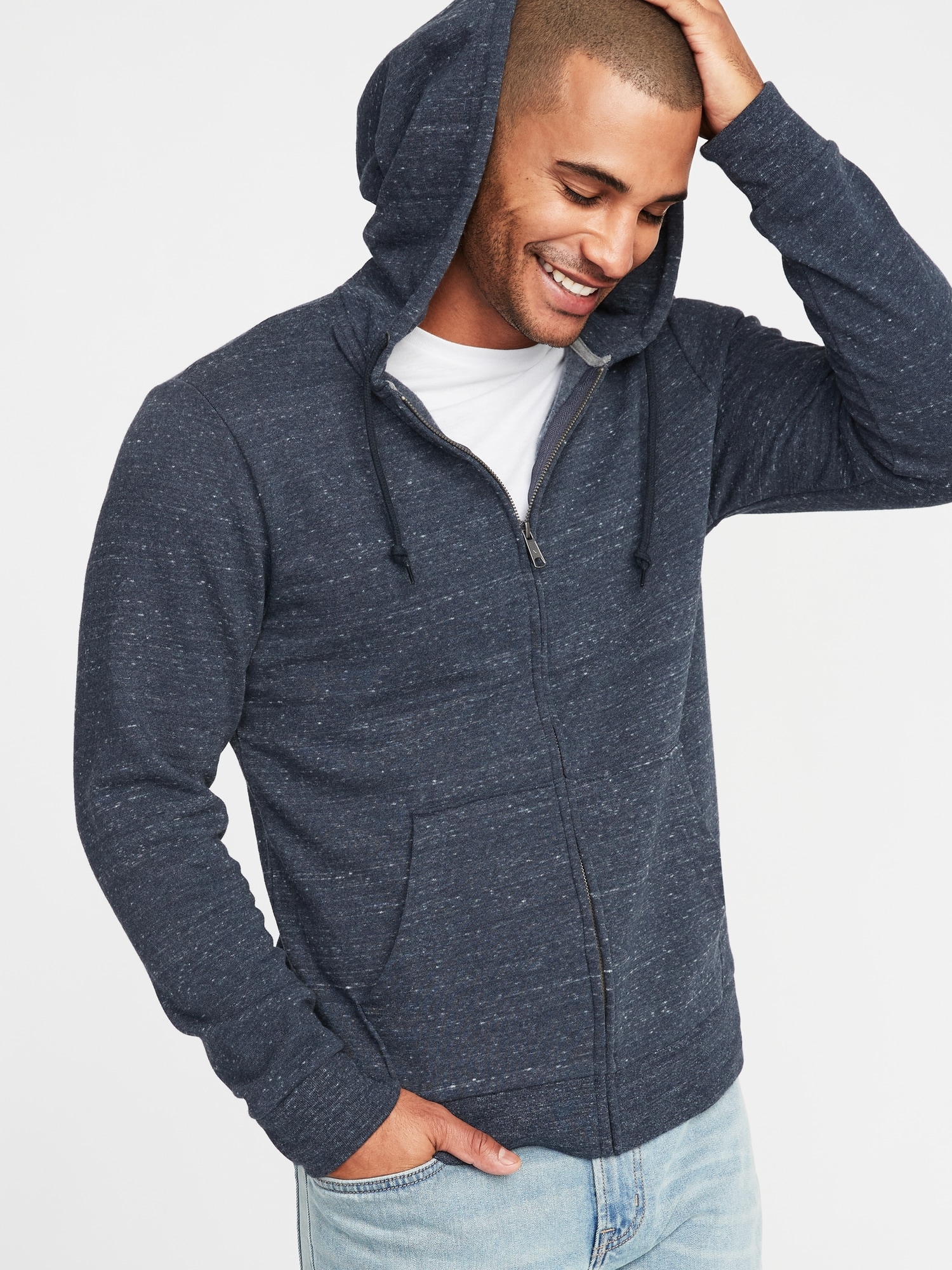 navy blue hoodie outfit men