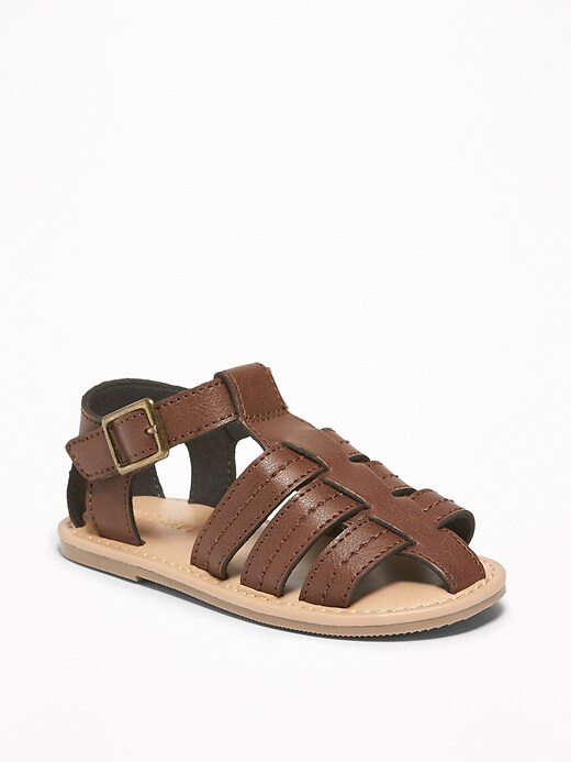 View large product image 1 of 1. Faux-Leather Fisherman Sandals For Toddler Boys