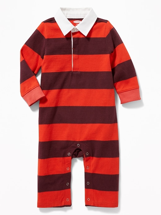 View large product image 1 of 1. Striped Rugby One-Piece for Baby