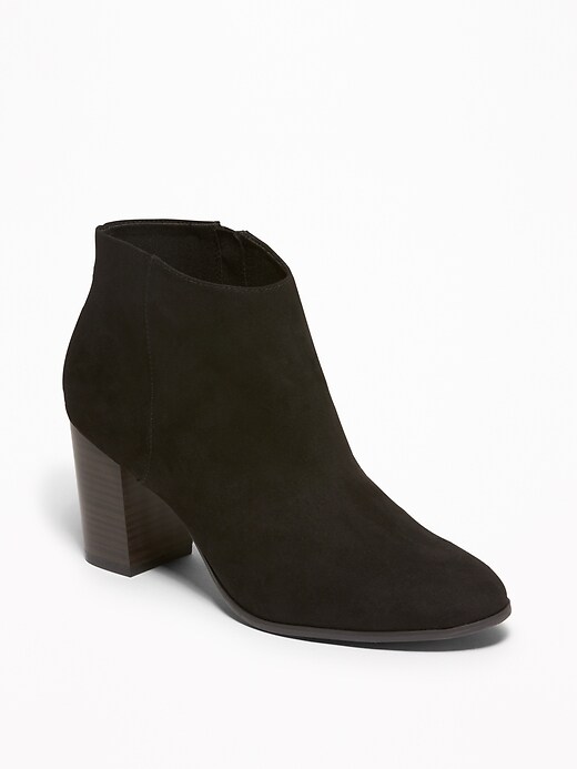 View large product image 1 of 1. Faux-Suede Block-Heel Booties for Women