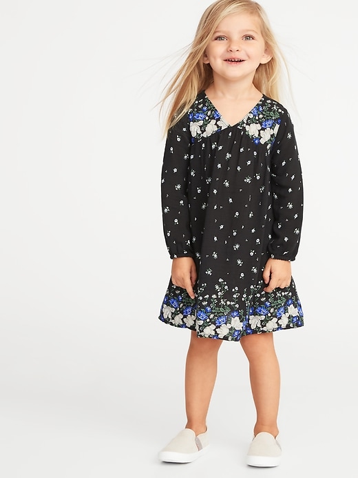 View large product image 1 of 1. Floral-Print V-Neck Swing Dress for Toddler Girls