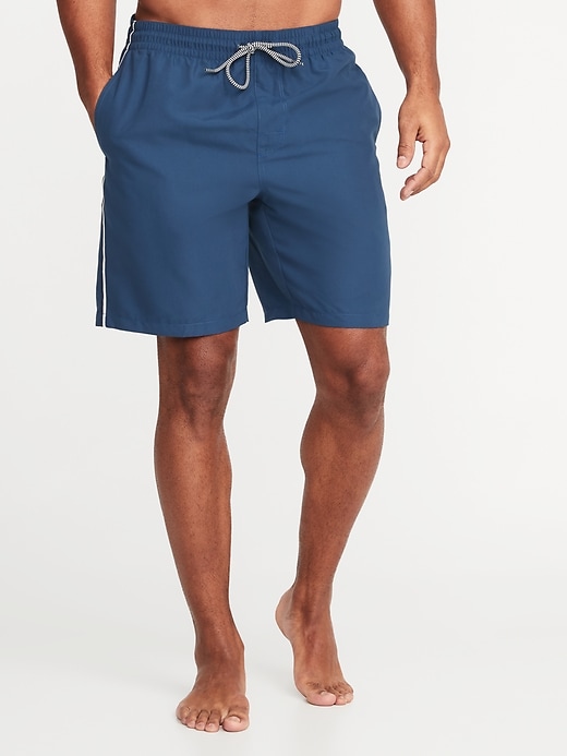 View large product image 1 of 1. Side-Stripe Swim Trunks - 8-inch inseam