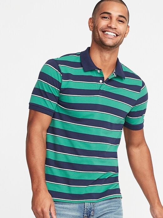 Image number 1 showing, Striped Built-In Flex Moisture-Wicking Pro Polo