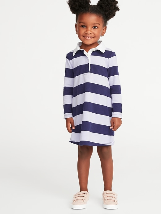 View large product image 1 of 1. Bold-Stripe Rugby Dress for Toddler Girls