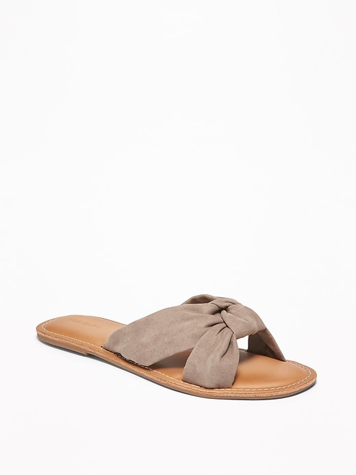 Image number 1 showing, Faux-Suede Knotted-Twist Slide Sandals for Women