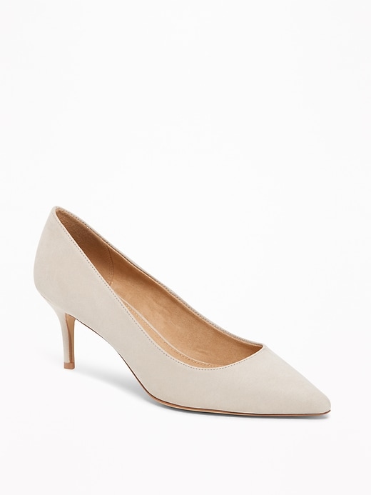 Image number 1 showing, Sueded Mid-Heel Pointy-Toe Pumps for Women