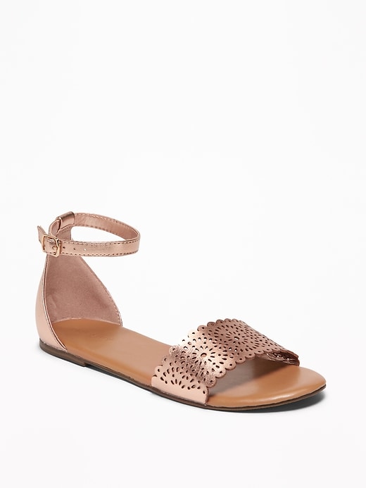 View large product image 1 of 3. Perforated Faux-Leather Sandals for Girls