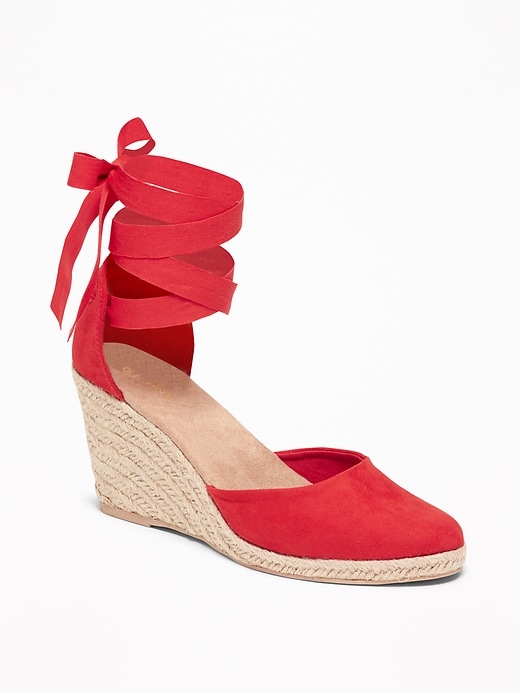 View large product image 1 of 1. Faux-Suede Espadrille Wedges for Women