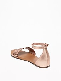 View large product image 3 of 3. Perforated Faux-Leather Sandals for Girls