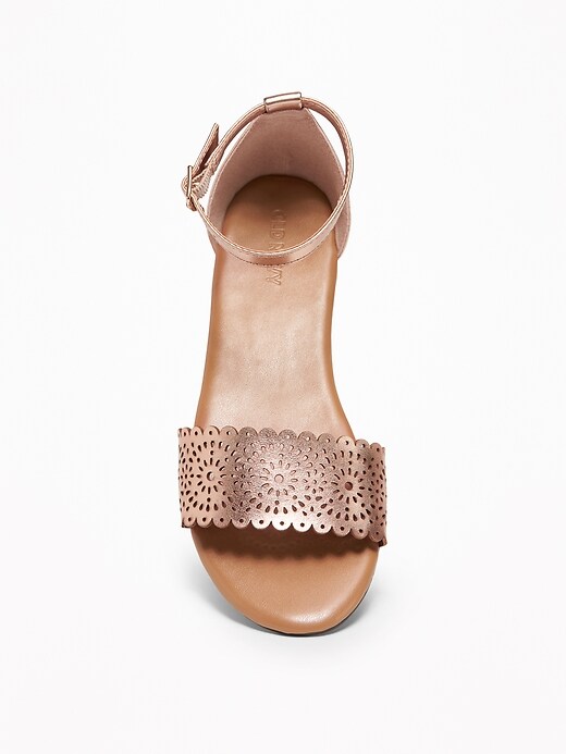 View large product image 2 of 3. Perforated Faux-Leather Sandals for Girls