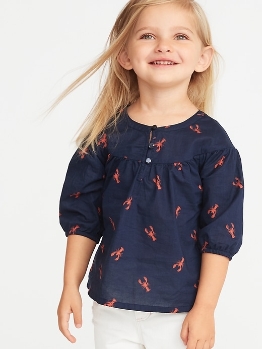 View large product image 1 of 1. Printed Button-Front Swing Blouse for Toddler Girls