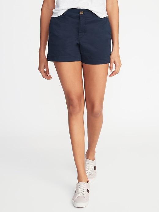 View large product image 1 of 1. Mid-Rise Twill Everyday Shorts for Women - 5-inch inseam