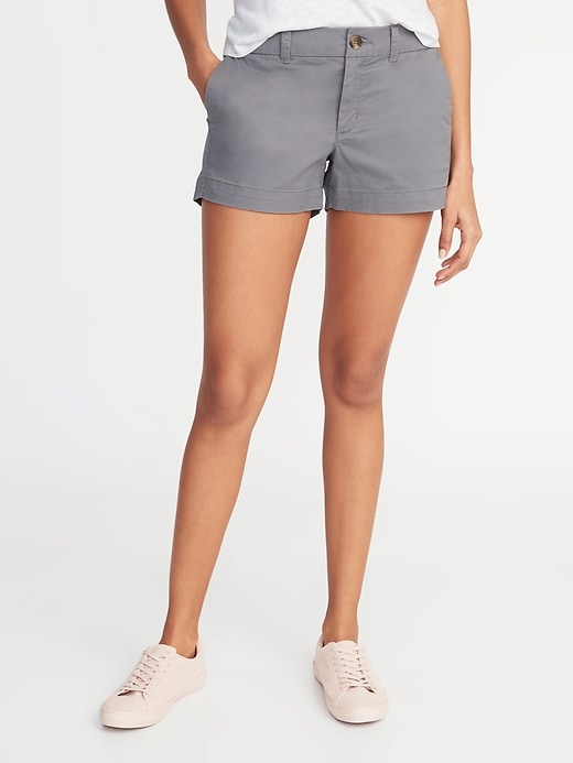 View large product image 1 of 2. Mid-Rise Twill Everyday Shorts for Women - 3 1/2-inch inseam